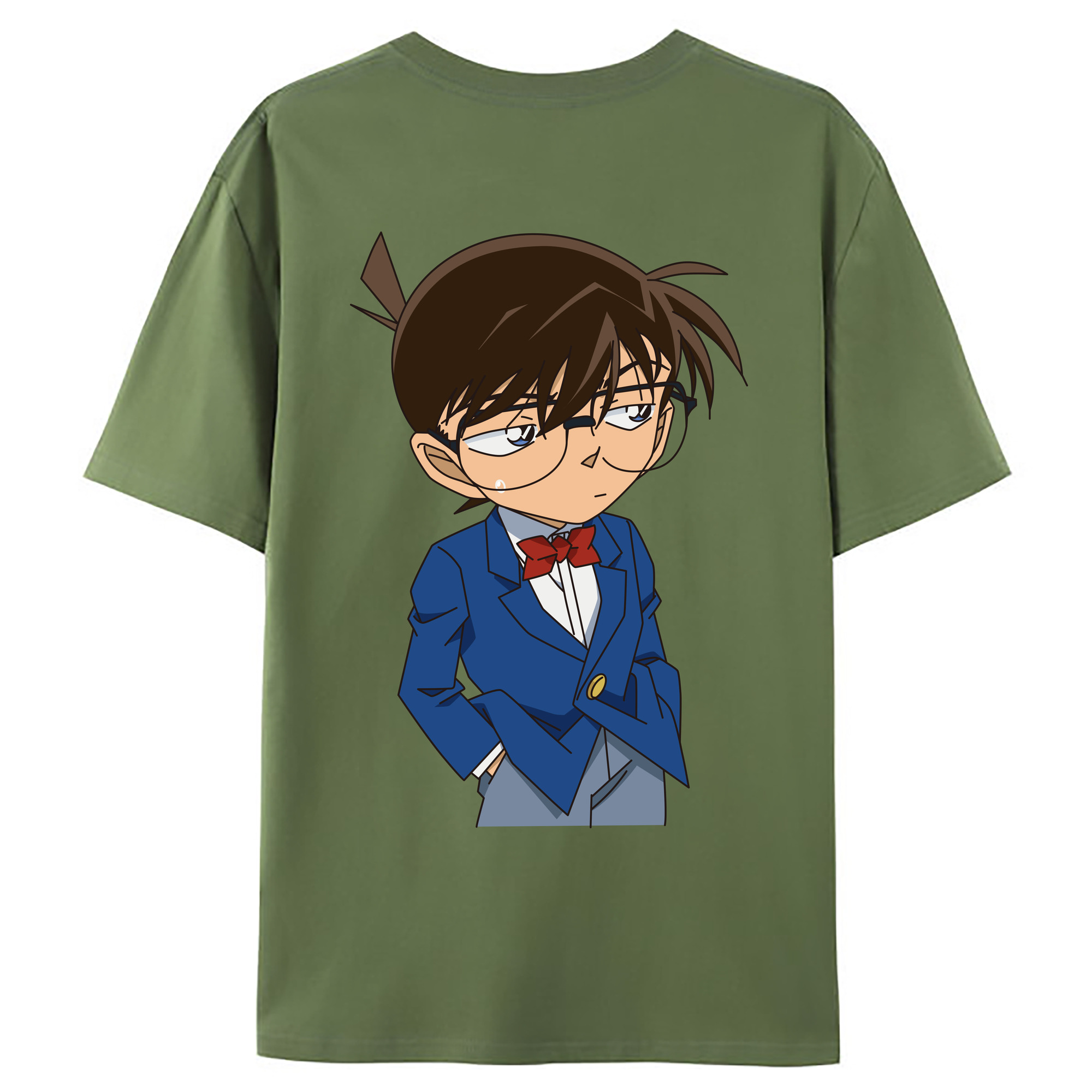 （画像用） 名探偵コナン 江戸川 コナン Detective Conan Conan Edogawa 綿100％ メンズ半袖Tシャツ（バックプリント） 通気性